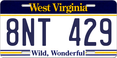 WV license plate 8NT429