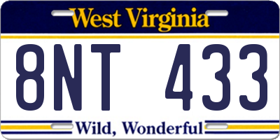 WV license plate 8NT433