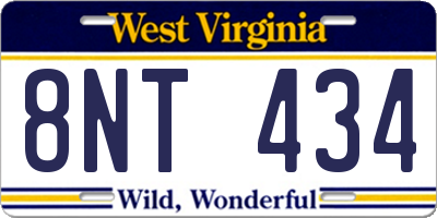 WV license plate 8NT434