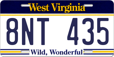 WV license plate 8NT435