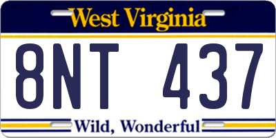 WV license plate 8NT437