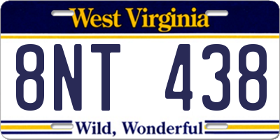 WV license plate 8NT438