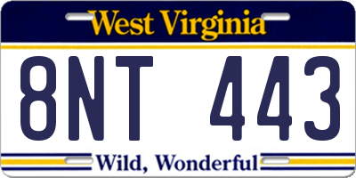 WV license plate 8NT443