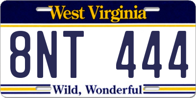 WV license plate 8NT444