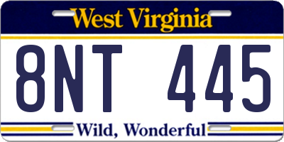 WV license plate 8NT445