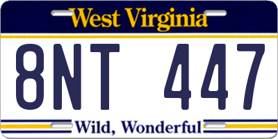 WV license plate 8NT447
