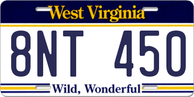 WV license plate 8NT450