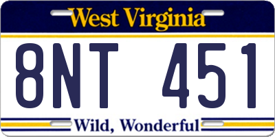 WV license plate 8NT451