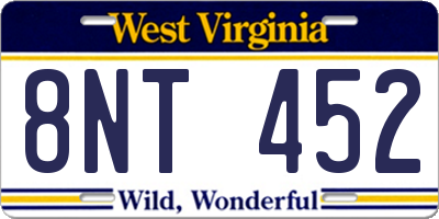 WV license plate 8NT452