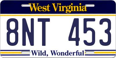 WV license plate 8NT453
