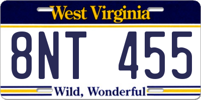 WV license plate 8NT455