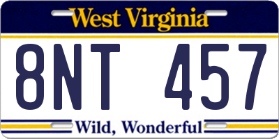 WV license plate 8NT457