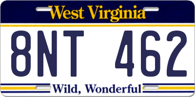 WV license plate 8NT462