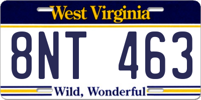 WV license plate 8NT463