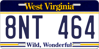 WV license plate 8NT464