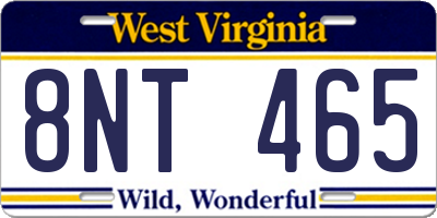 WV license plate 8NT465