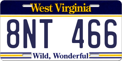 WV license plate 8NT466