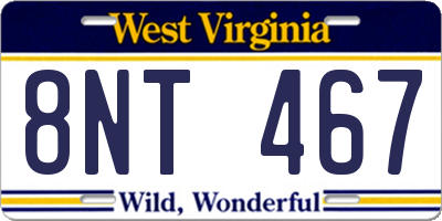 WV license plate 8NT467