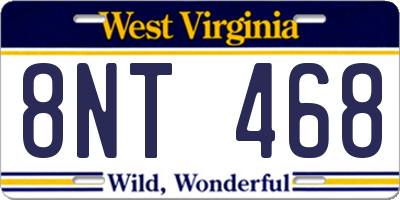 WV license plate 8NT468