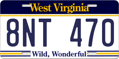 WV license plate 8NT470