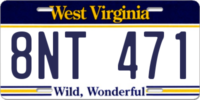 WV license plate 8NT471