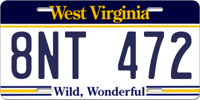 WV license plate 8NT472