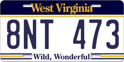 WV license plate 8NT473