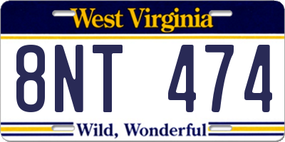 WV license plate 8NT474