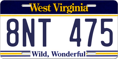 WV license plate 8NT475