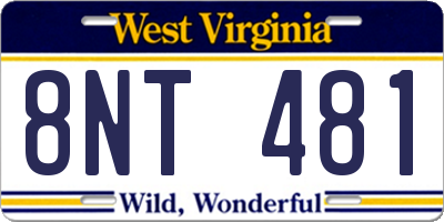 WV license plate 8NT481
