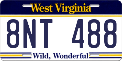 WV license plate 8NT488