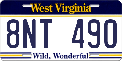 WV license plate 8NT490