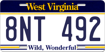 WV license plate 8NT492
