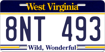 WV license plate 8NT493