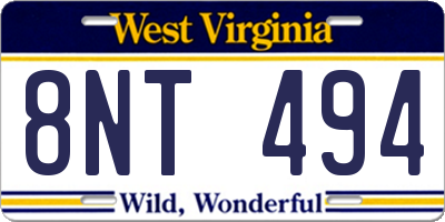 WV license plate 8NT494