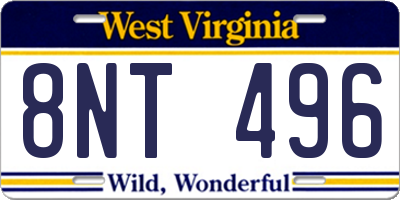 WV license plate 8NT496