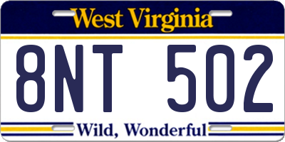 WV license plate 8NT502