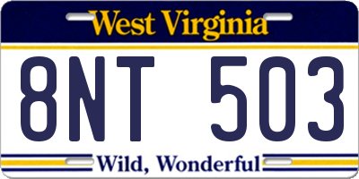 WV license plate 8NT503