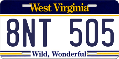 WV license plate 8NT505