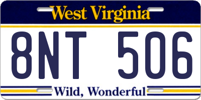 WV license plate 8NT506
