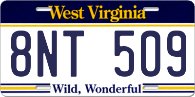 WV license plate 8NT509