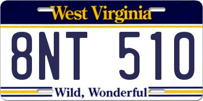 WV license plate 8NT510
