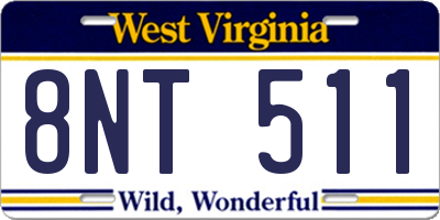 WV license plate 8NT511