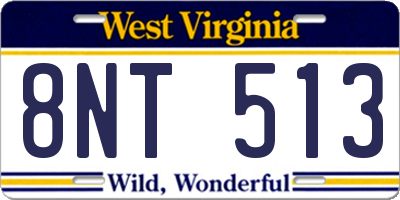 WV license plate 8NT513