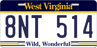 WV license plate 8NT514