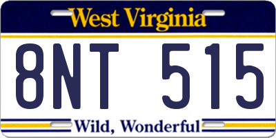 WV license plate 8NT515