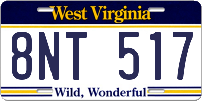 WV license plate 8NT517