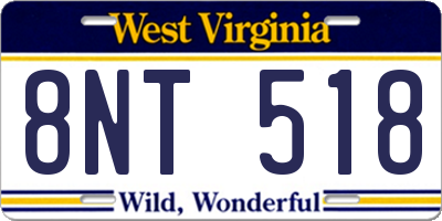 WV license plate 8NT518
