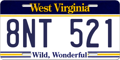 WV license plate 8NT521