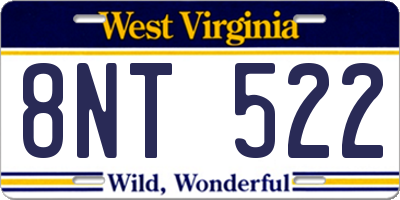 WV license plate 8NT522